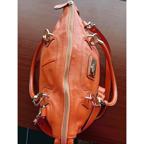 Rowallan Of Scotland Pebble Leather Purse Handbag Cognac Double Handle EUC - Picture 4 of 10